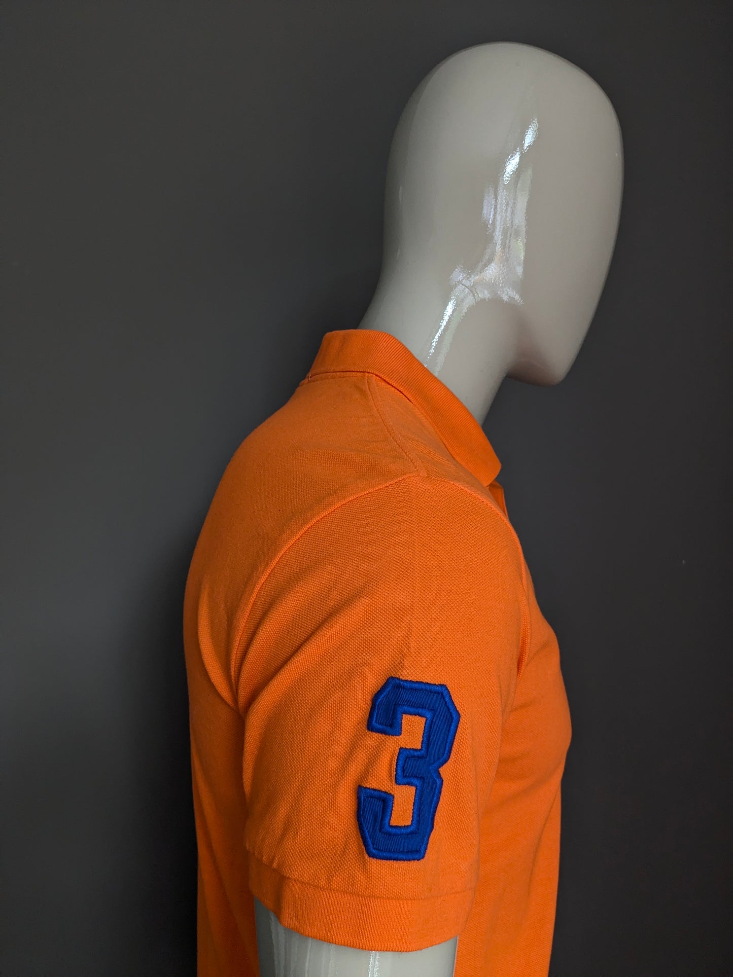 Ralph Lauren polo. Oranje blauw big pony. Maat S / M.