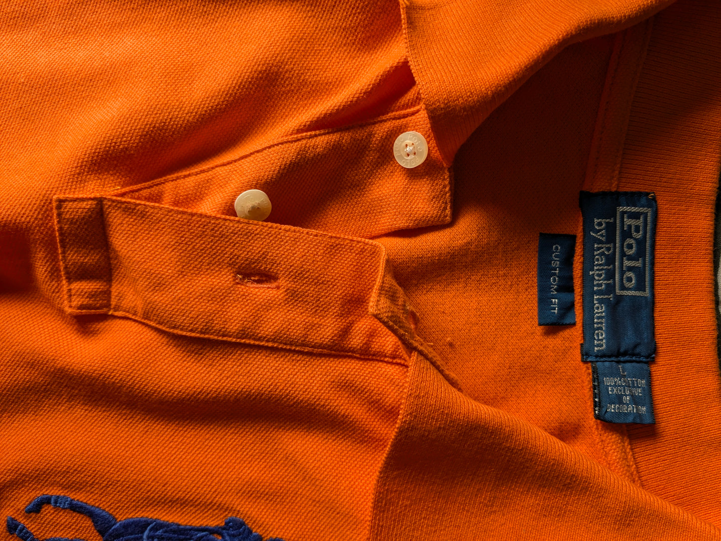 Ralph Lauren polo. Oranje blauw big pony. Maat S / M.