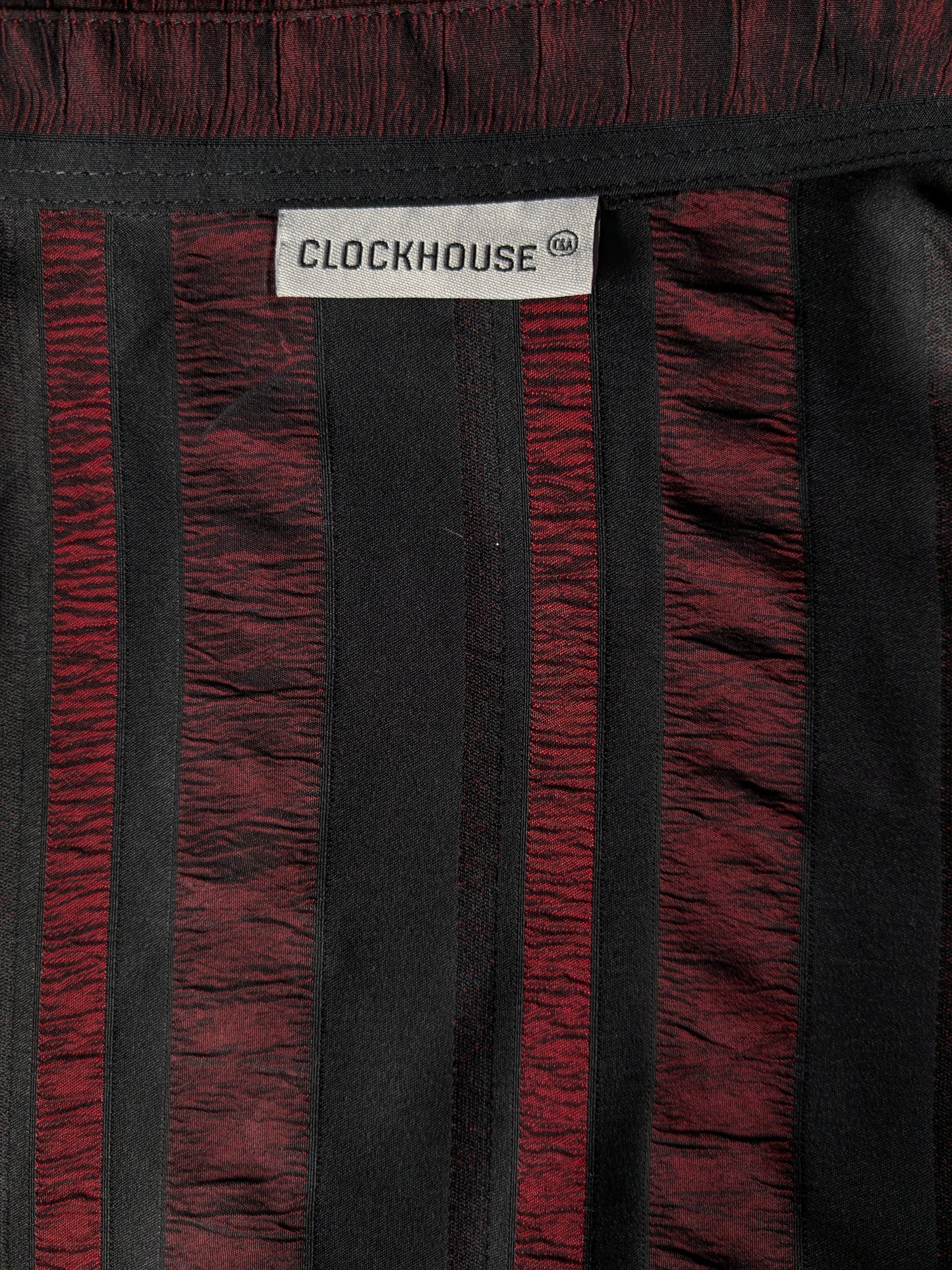 Camisa Vintage Clockhouse. Motivo de arrugas negras rojos, tamaño L,