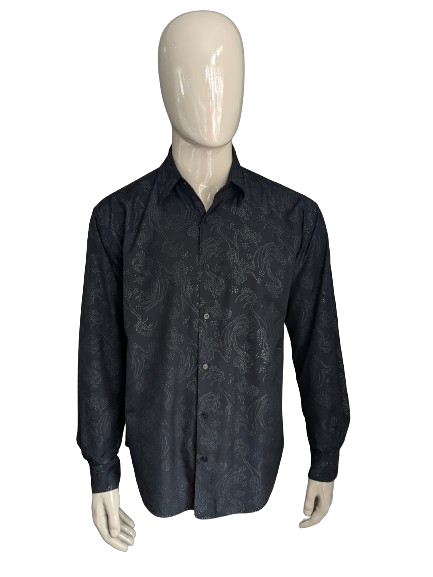 New Concept Shirt vintage. Motif tangible en argent noir. Taille xl.