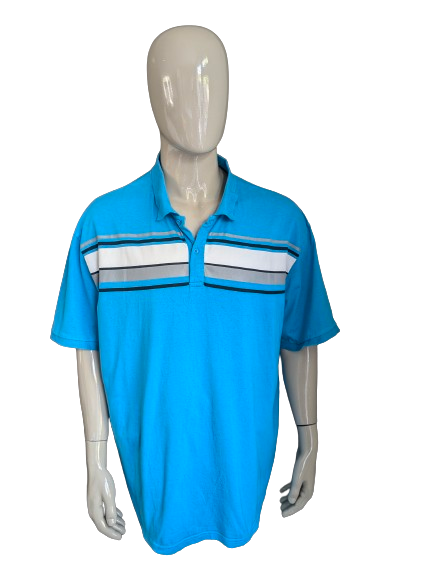 Atlas for Men polo. Blauw Wit Grijs gekleurd. Maat 5XL / XXXXXL.