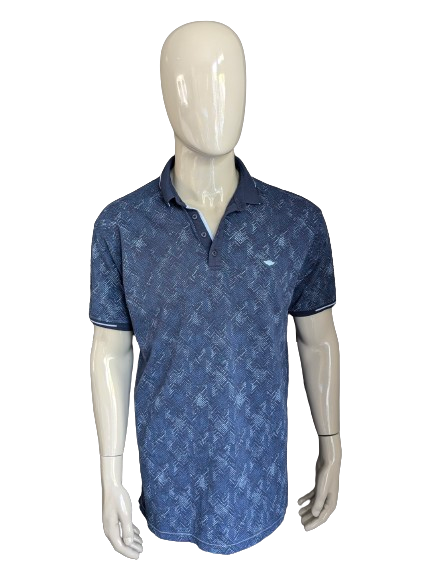 Gabbiano polo. Blauwe print. Maat 3XL / 2XL