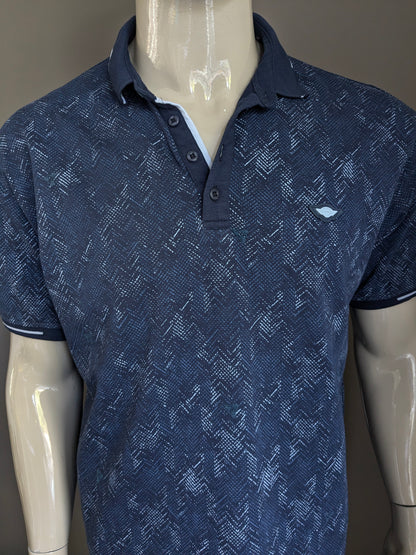 Gabbiano polo. Blauwe print. Maat 3XL / 2XL