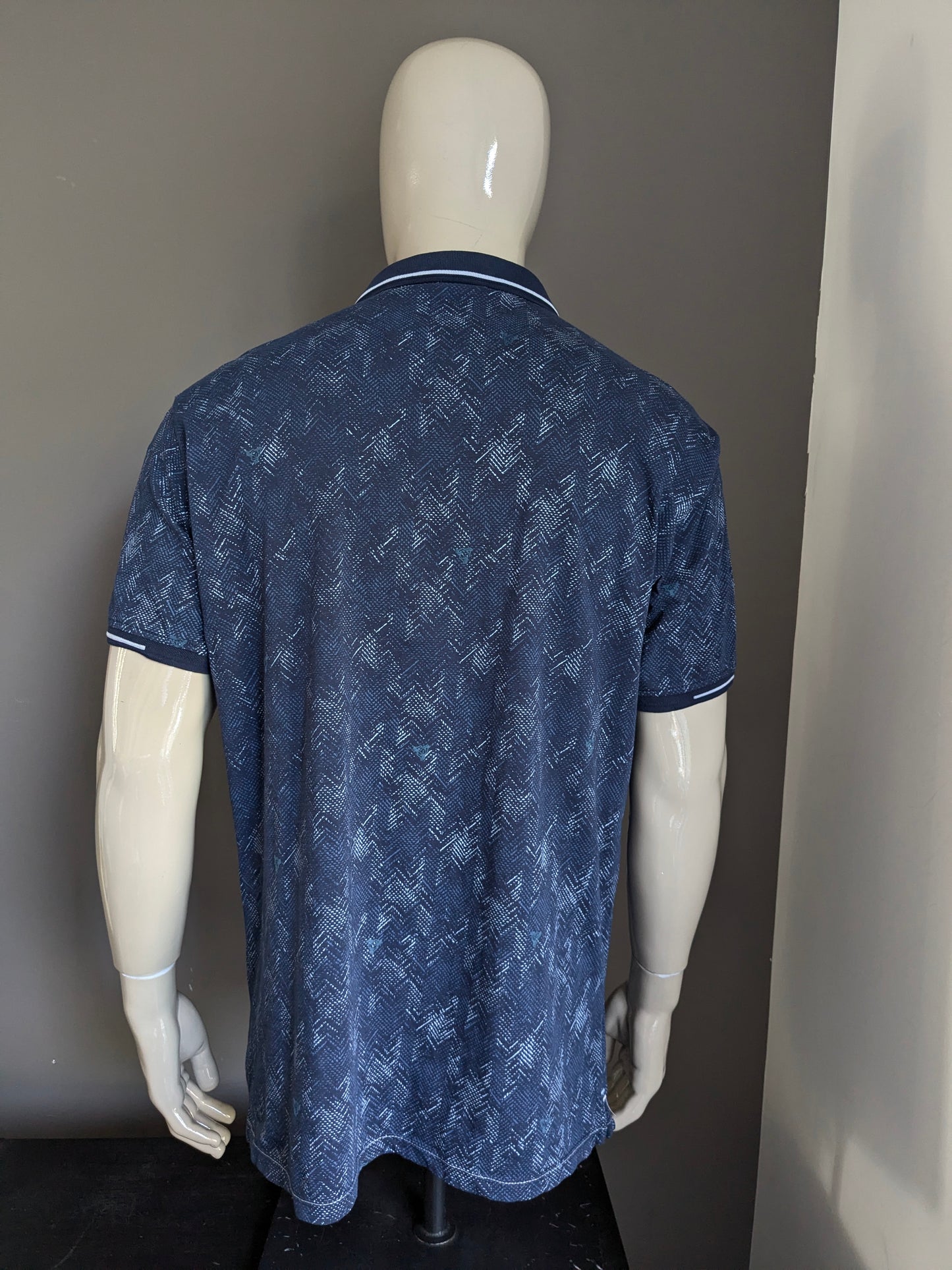 Gabbiano polo. Blauwe print. Maat 3XL / 2XL