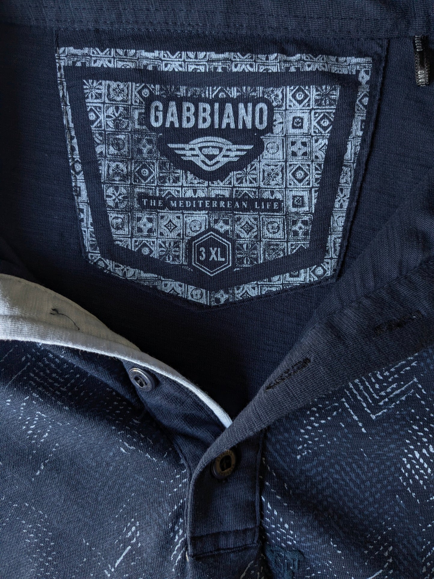 Gabbiano polo. Blauwe print. Maat 3XL / 2XL