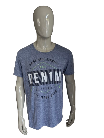 Camisa EDC. Gris azul mezclado con impresión. Tamaño 2xl / xxl.