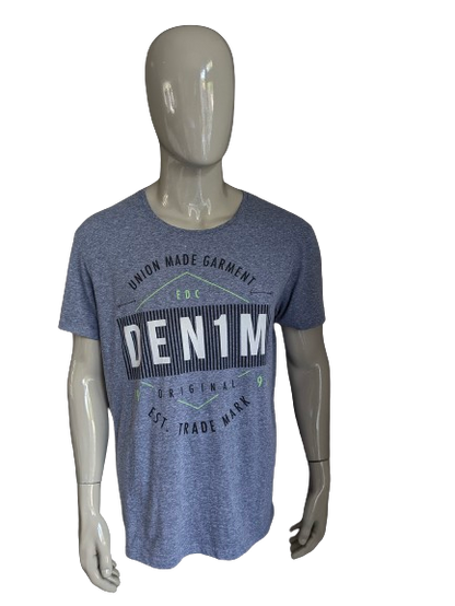 Camisa EDC. Gris azul mezclado con impresión. Tamaño 2xl / xxl.