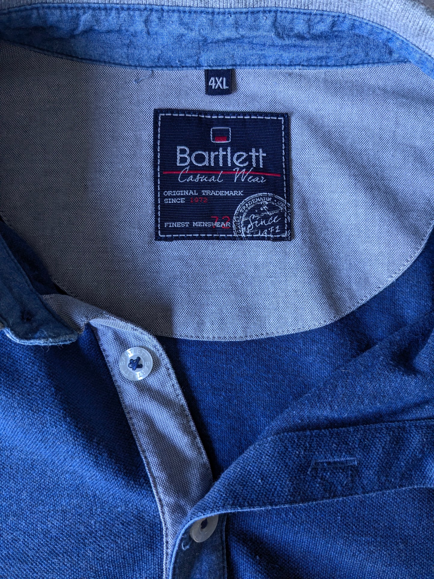 Bartlett polo. Blauw gemêleerd met grijs. Maat 4XL / XXXXL.