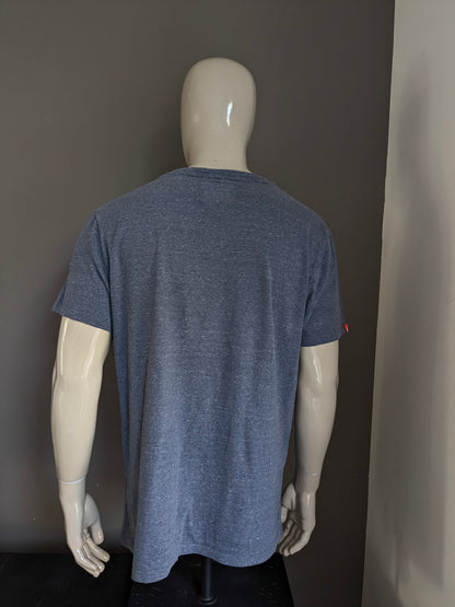 Superdry shirt with V-neck. Blue mixed. Size 3XL / 2XL.