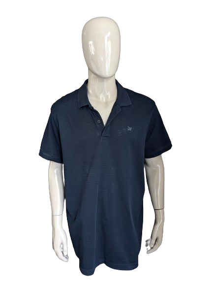 Vanguard polo. Donker Blauw, licht doorschijnend gestreept motief. Maat 3XL / XXXL.