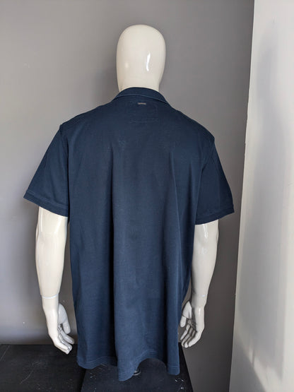 POLO VANGUARD. Blu scuro, motivo a strisce leggermente traslucide. Dimensione 3xl / xxxl.