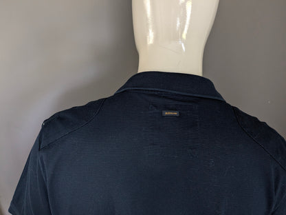 Vanguard Polo. Bleu foncé, motif rayé légèrement translucide. Taille 3xl / xxxl.