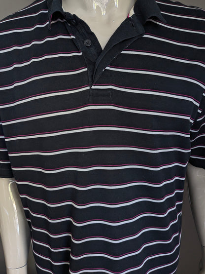 Westbury polo. Zwart Roze Wit gestreept. Maat 3XL / XXL.