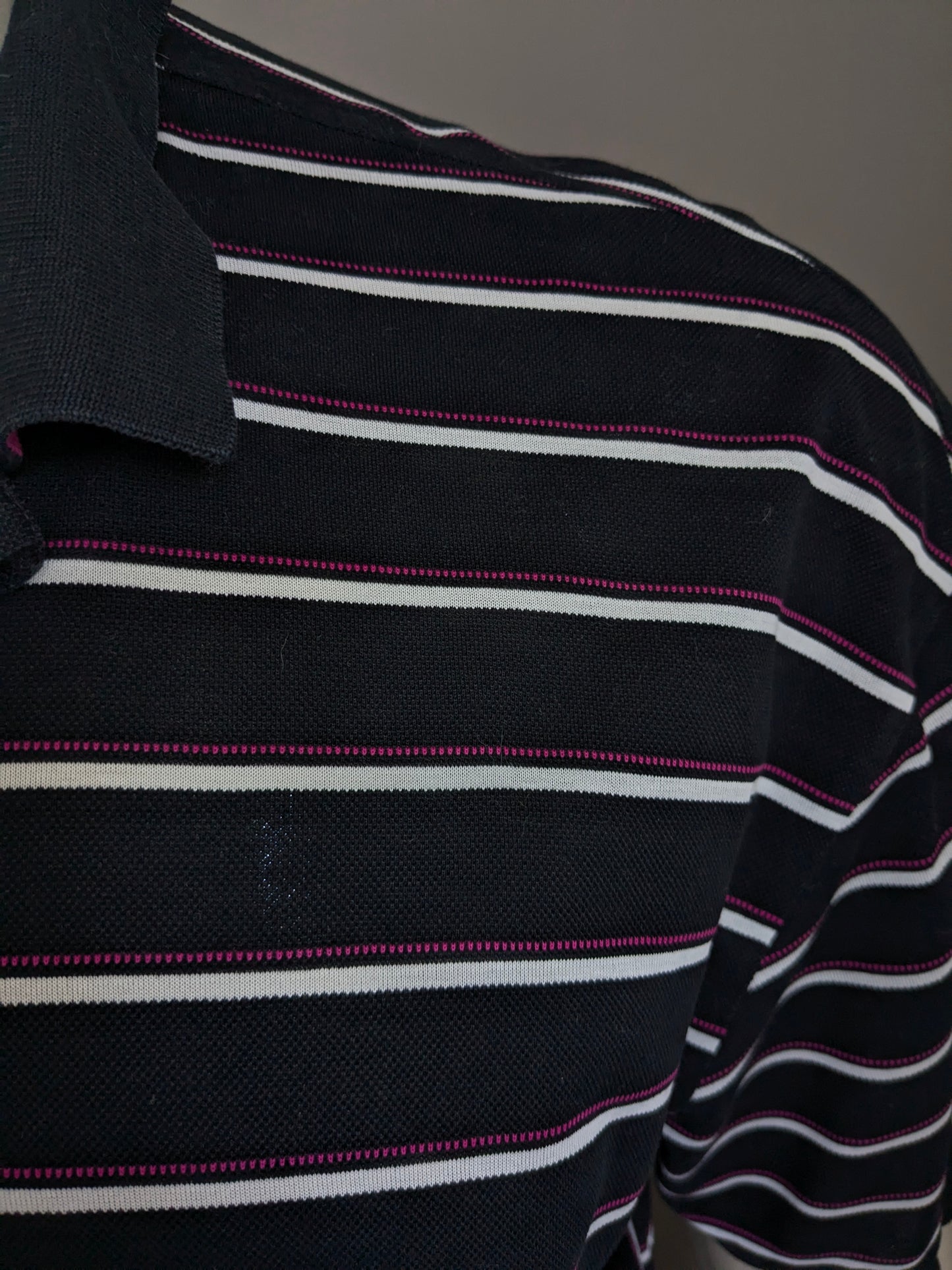 Westbury Polo. Schwarz rosa weiß gestreift. Größe 3xl / xxl.