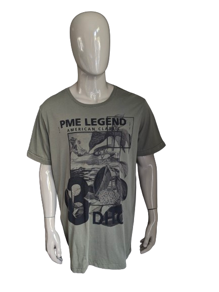 PME Legend shirt. Green with print. Size 3XL / XXXL.