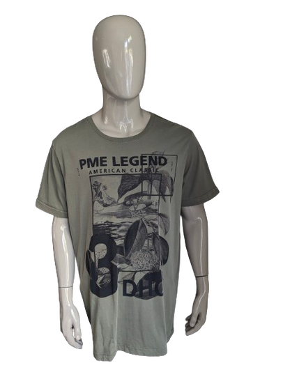 PME Legend shirt. Green with print. Size 3XL / XXXL.