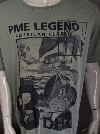 PME Legend shirt. Green with print. Size 3XL / XXXL.