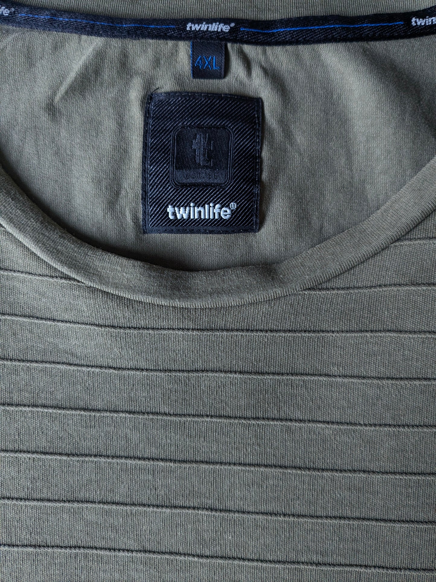 Twinlife Shirt. Green rayé de motif tangible. Taille 4xl / xxxxl.