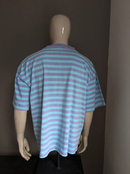 Quiksilver vintage shirt. Blue purple striped with print. Size XL.