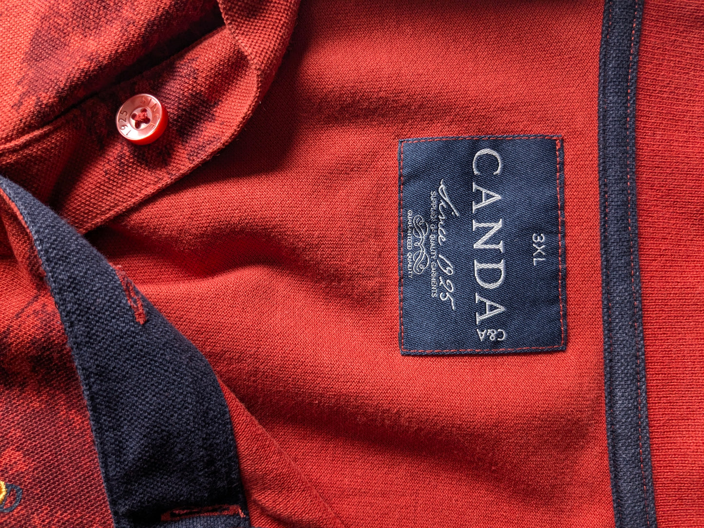 Canda Polo. Impression rouge orange. Taille 3xl / xxxl.