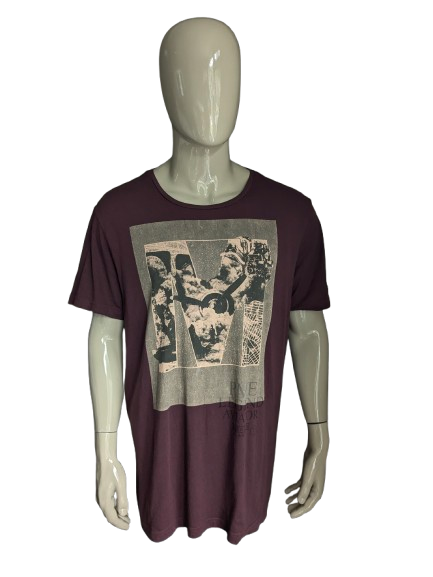 Shirt leggenda PME. Bordeaux con stampa. Dimensione 3xl / xxxl.