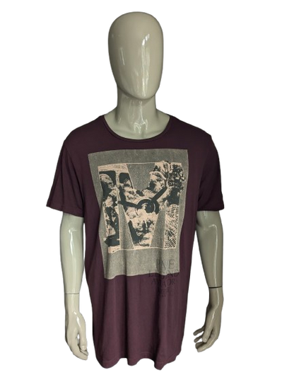 PME Legend shirt. Bordeaux with print. Size 3XL / XXXL.