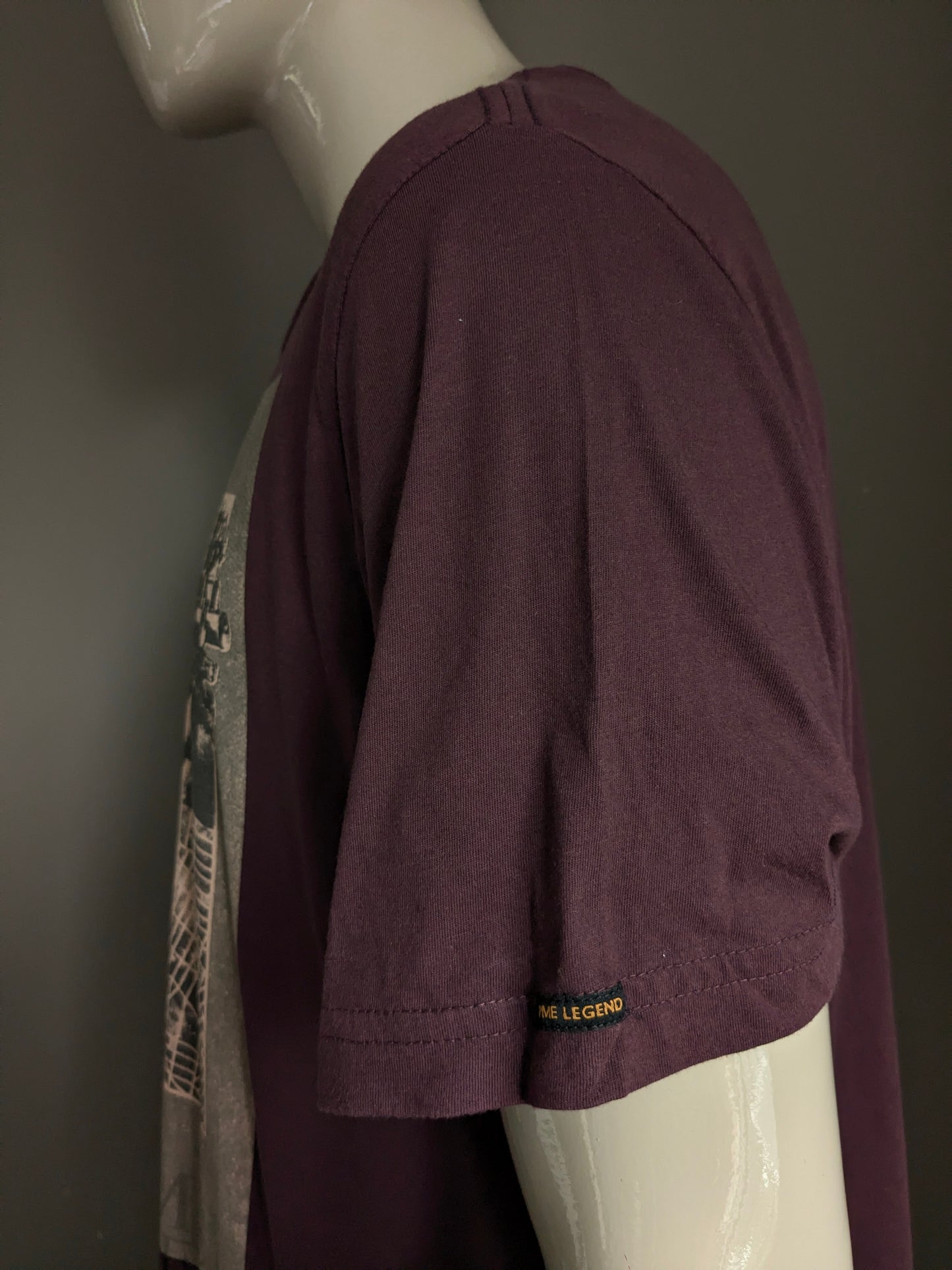 PME Legend shirt. Bordeaux met opdruk. Maat 3XL / XXXL.