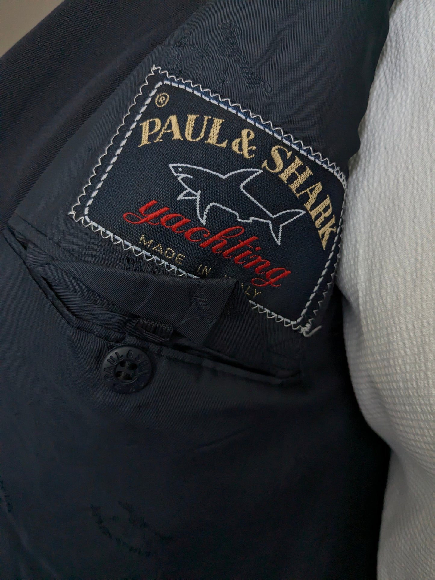 Vintage Paul & Shark Wollen Double Breasted jacket. Dark blue. Nice buttons. Size 46/48 / S.