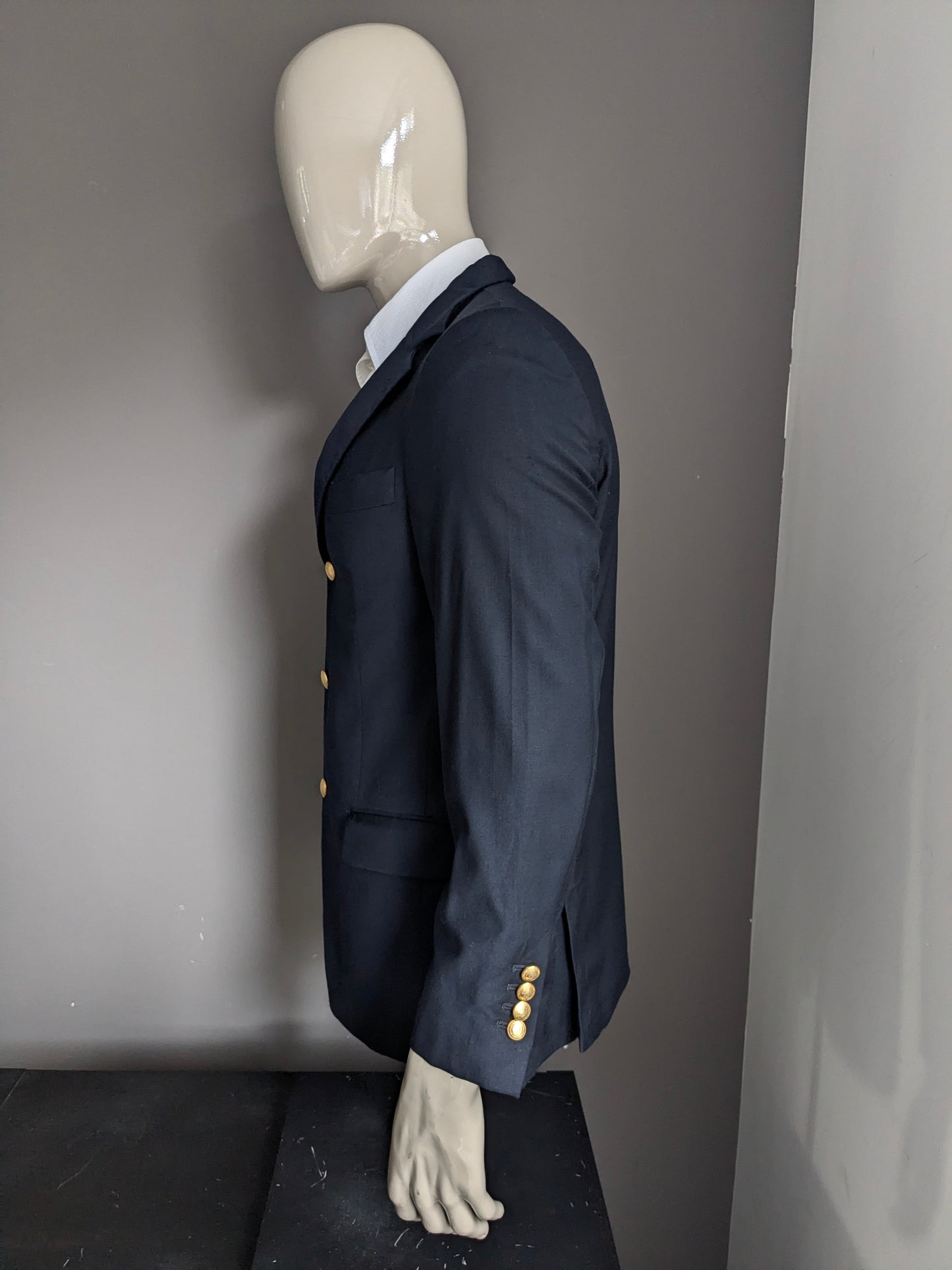 Veste de cachette / cachemire en laine de Parisinni Super 120. Bleu foncé. Taille 48/46 / s