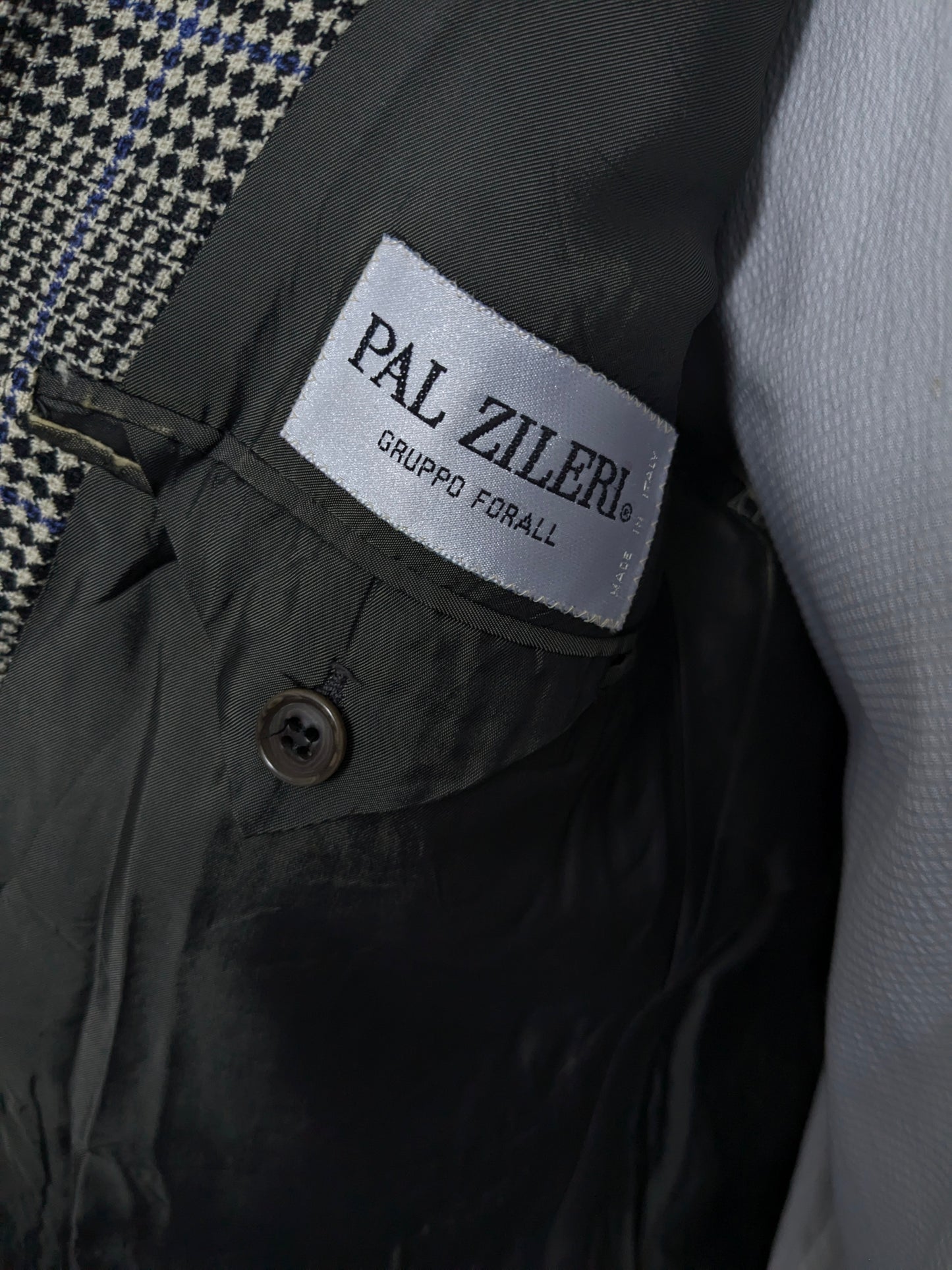 Pal Zileri Woolen Jacket. Beige Black Blue revisado. Tamaño 54 / L.