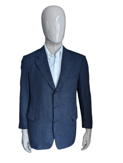 Veste en laine Eduard Dressler. Motif noir bleu. Taille 52 / L.