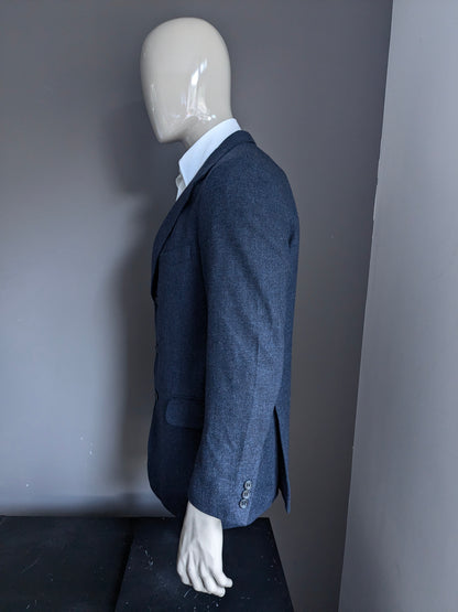 Veste en laine Eduard Dressler. Motif noir bleu. Taille 52 / L.