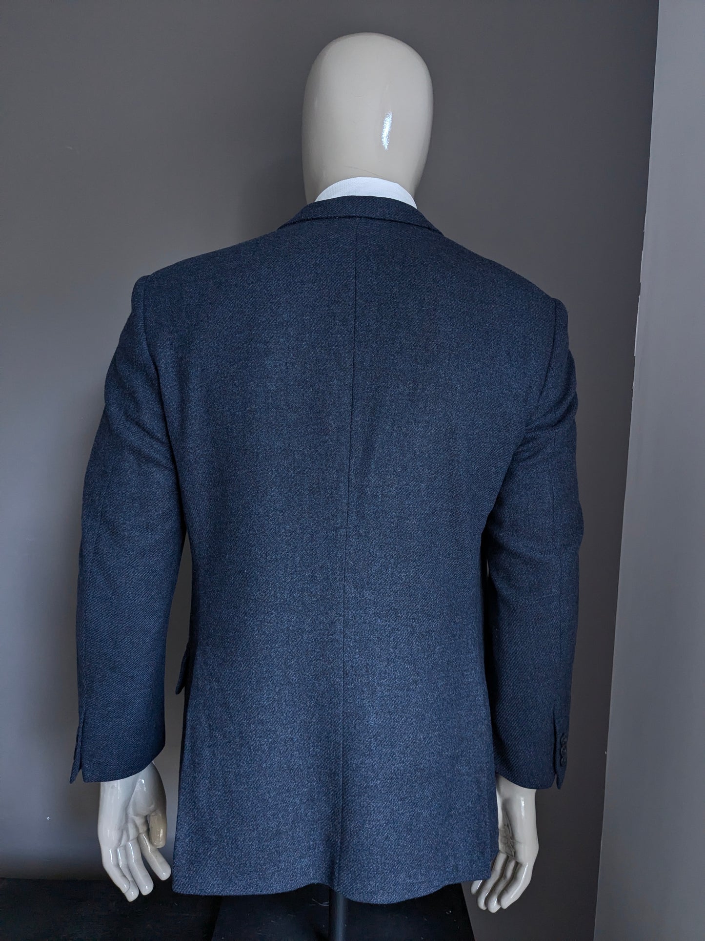 Veste en laine Eduard Dressler. Motif noir bleu. Taille 52 / L.