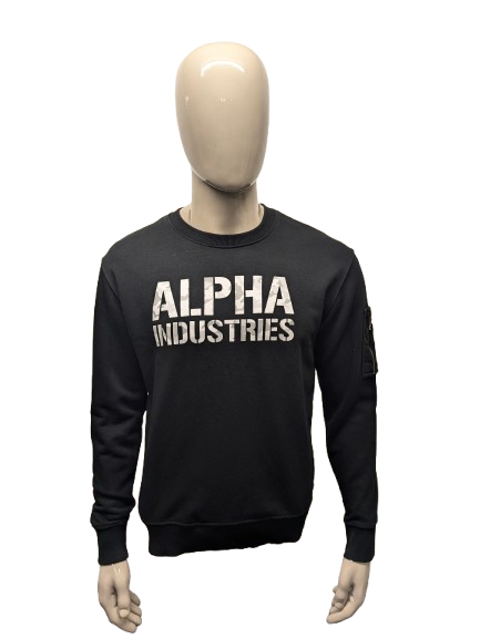 Séter Alpha Industries. Negro con impresión. Tamaño M.