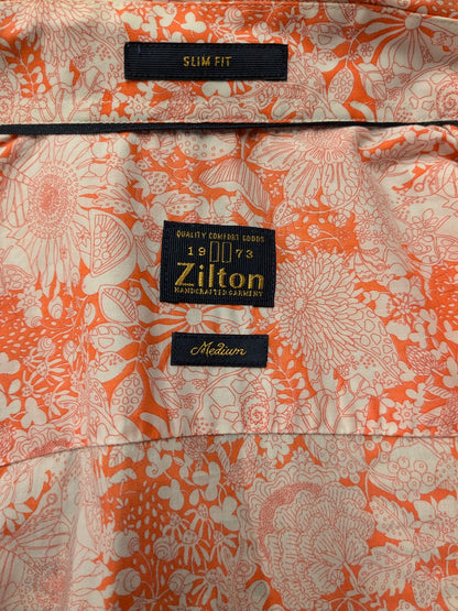 Vintage Zilton shirt. Orange white floral. Size M.