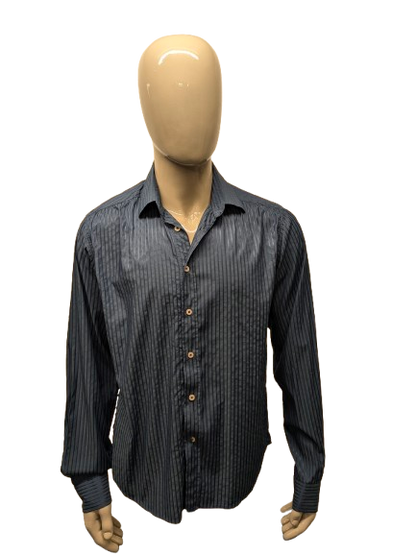 Chemise Hans Ubbink. Blue rayé, légèrement brillant. Taille M / L.