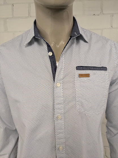 Chemise de légende PME. Impression blanche bleue. Taille M.