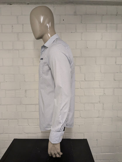 Chemise de légende PME. Impression blanche bleue. Taille M.