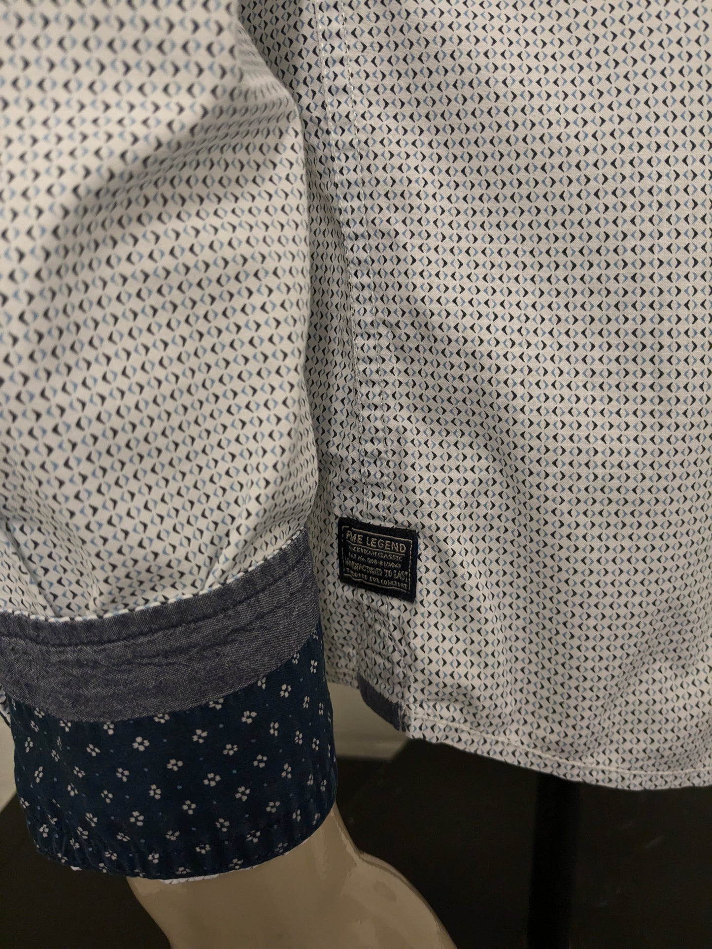 Chemise de légende PME. Impression blanche bleue. Taille M.