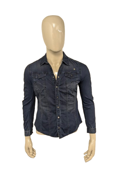 G-Star RAW jeans overhemd met drukknopen. Donker Blauw gekleurd. Maat M.