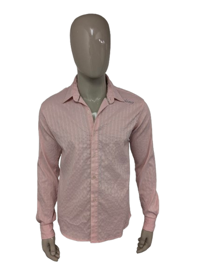 Balance Jeans Couture Shirt. Rose rayé avec applications. Taille M / L.