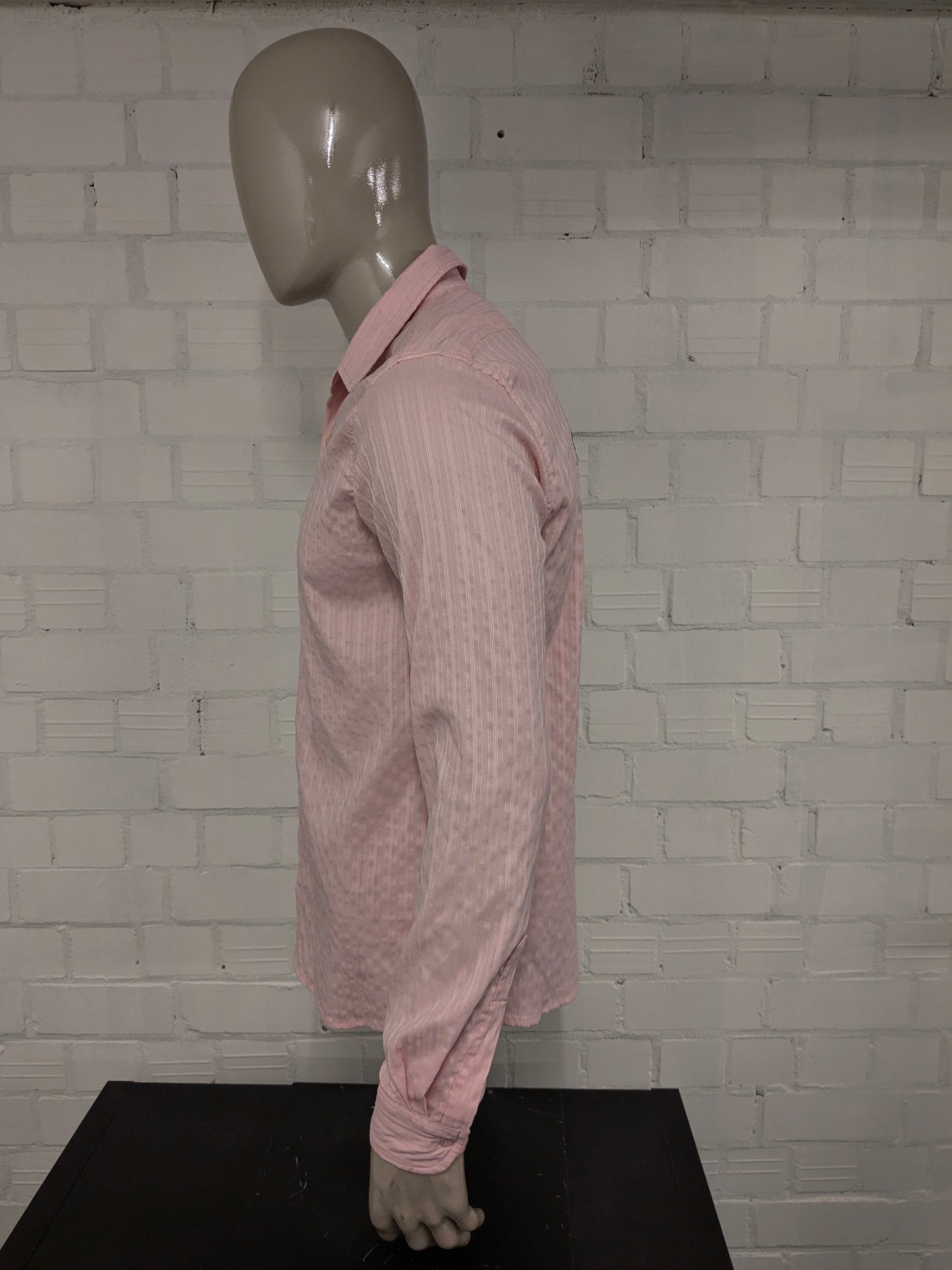 Balance Jeans Couture Shirt. Rose rayé avec applications. Taille M / L.