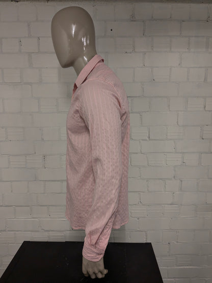 Balance Jeans Couture Shirt. Rose rayé avec applications. Taille M / L.