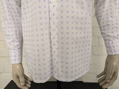 Amistad camisa de los 70. Estampado azul blanco. Tamaño M.