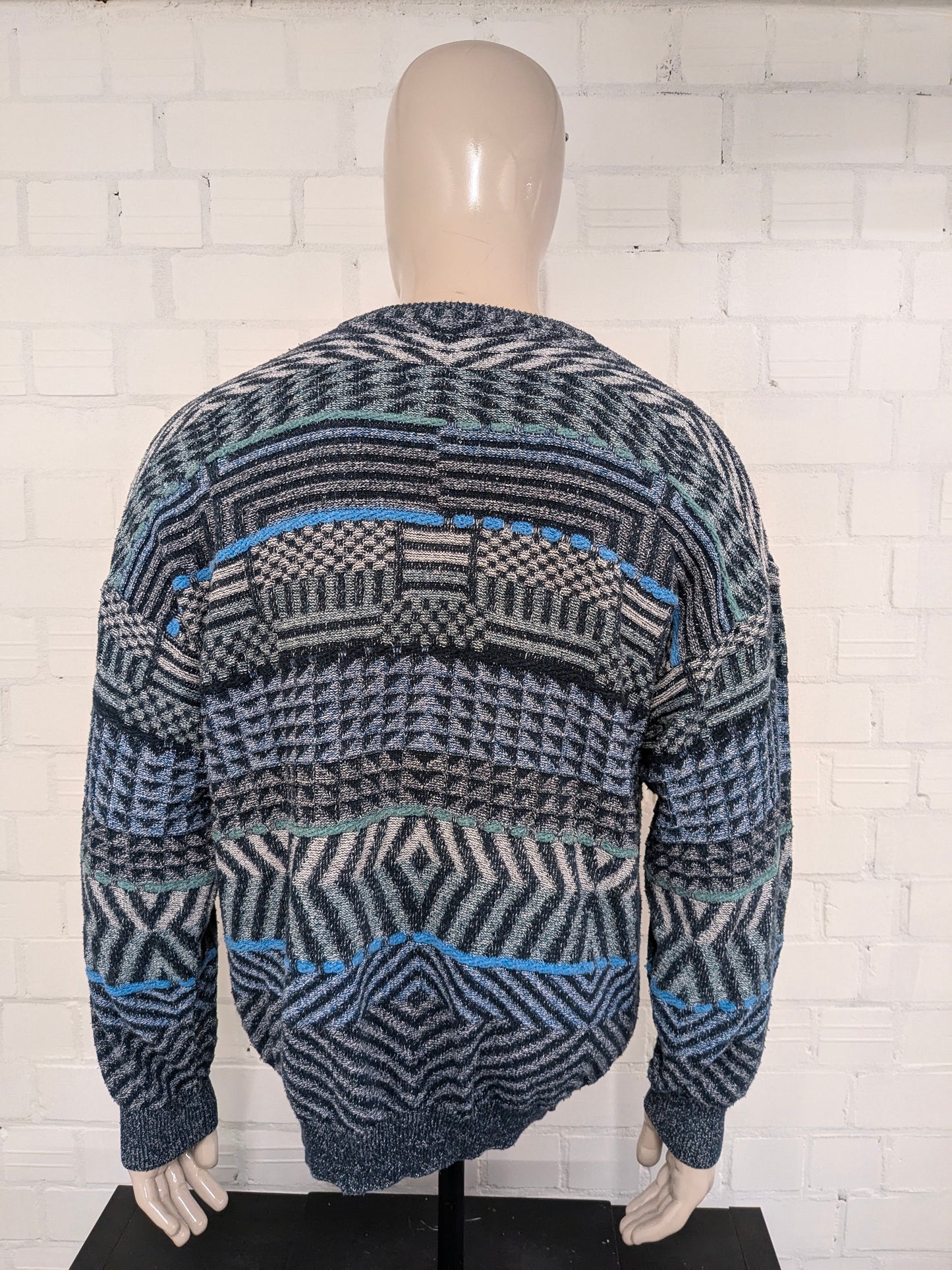 Vintage sweater. Blue green gray colored. Size XL.