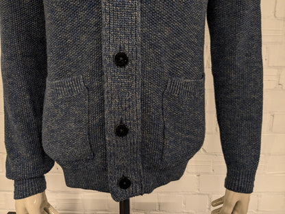 Cardigan Lerros avec fermeture éclair et boutons. Vert bleu mélangé. Taille M.