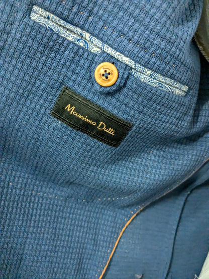 Massimo Dutti Linen Colbert. Couleur bleue. Taille 58 / XL.