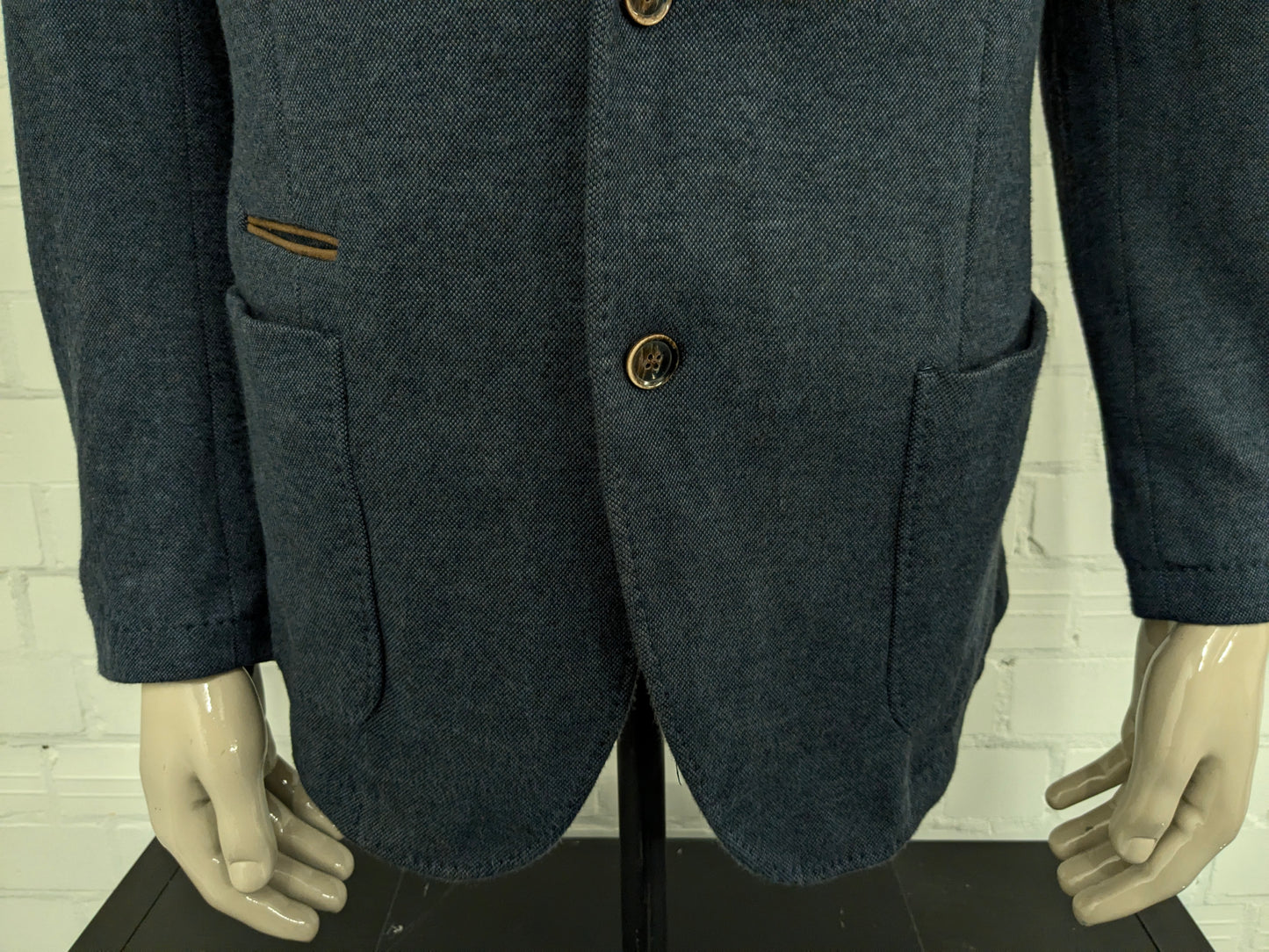 Veste Massimo Dutti avec plaques de coude. Motif bleu gris. Taille 56 / XL.