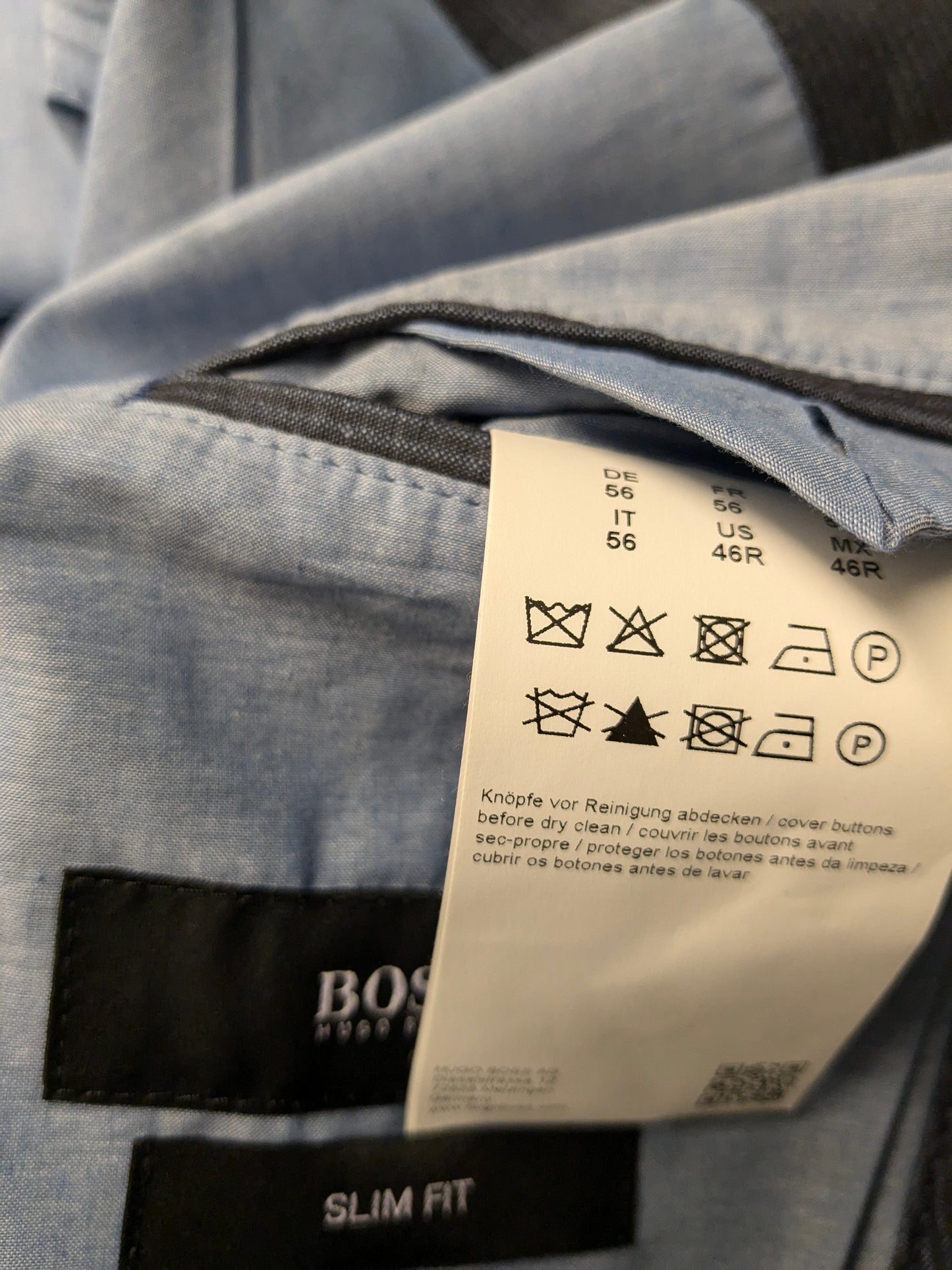 Boss Hugo Boss Colbert. Gris bleu rayé. Taille 56 / XL. Slim Fit.