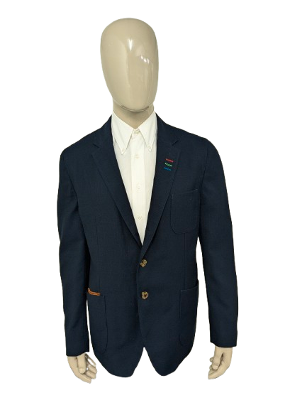 Circle of Gentlemen woolen jacket with elbow patches. Dark blue colored. Size 56 / XL. Slim fit.